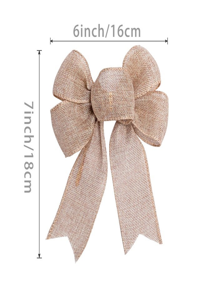 Lamantery Mini Rustic Jute Bows Burlap Wreaths Bows Christmas Tree Topper for Wedding Holiday Birthday Party Decoration - Image 2